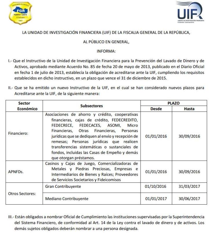 Lavado de dinero UIF 2015